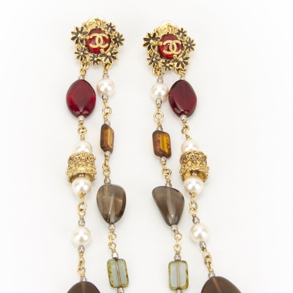 Chanel Beaded Ultra Drop 'CC' Earrings